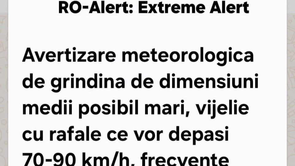 Avertizare Ro-Alert în București