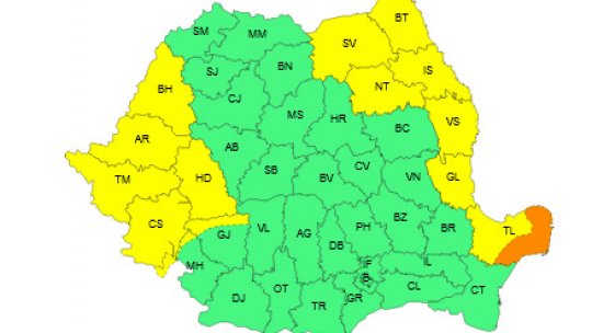 Cod portocaliu de ploi torenţiale în Delta Dunării