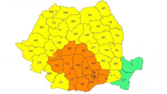 Coduri portocalii de ploi și vânt