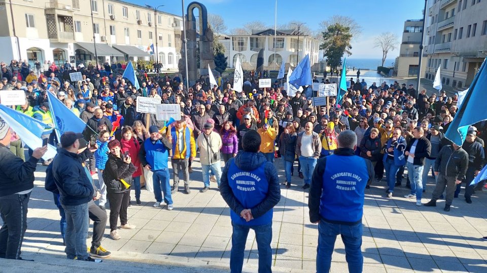Protest al salariaților de la Șantierul Naval din Mangalia
