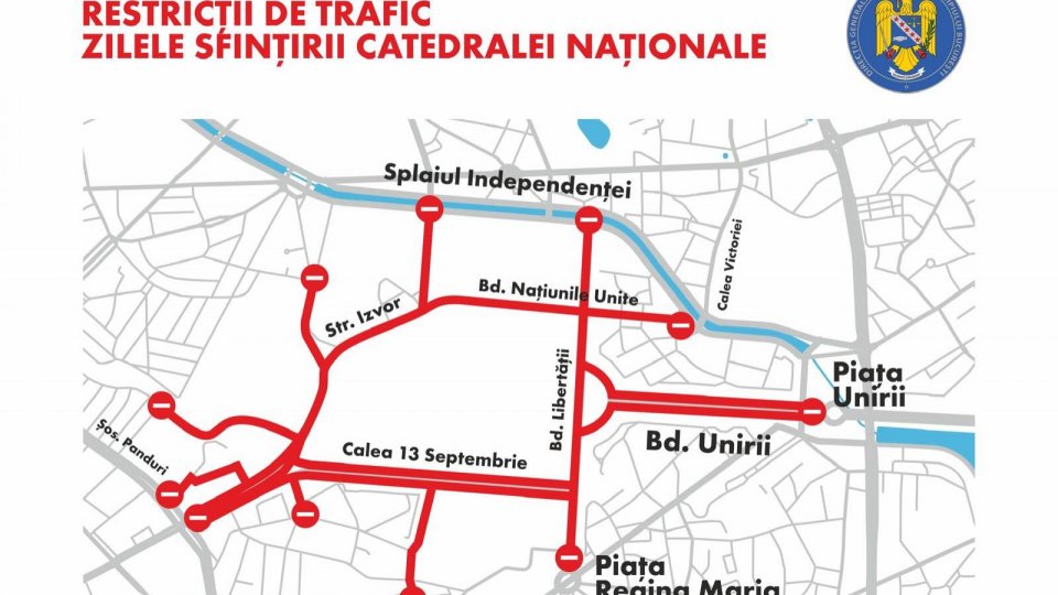 București: Restricții de trafic pe 26 octombrie, pentru Zilele Catedralei Naționale