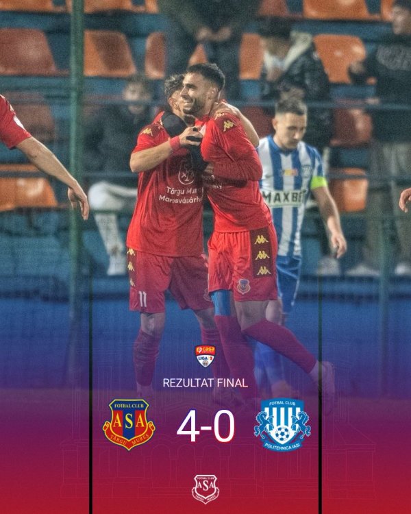 Liga 2: ASA Tg. Mureș victorie categorică cu Poli Iași