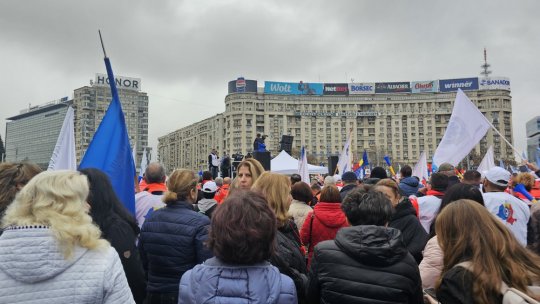 Sindicaliștii BNS au plecat în marș pe Calea Victoriei