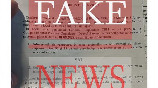 MApN: Document Metrorex, folosit într-o nouă campanie de dezinformare despre mobilizare