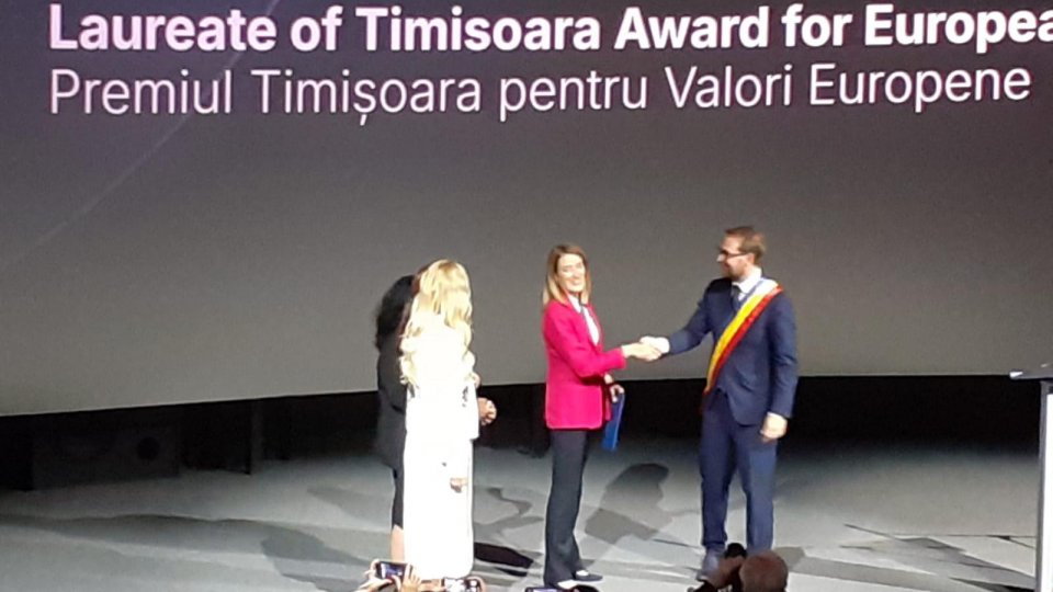 Președinta Parlamentului European a primit Premiul Timișoara pentru Valori Europene