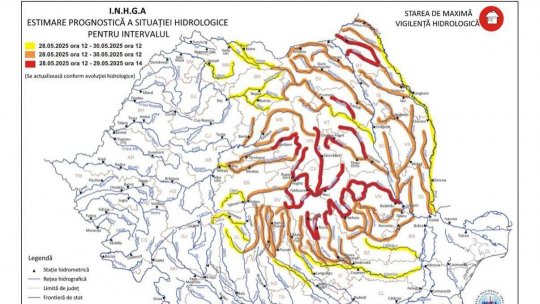 Apele Române: Peste 6.000 de oameni monitorizează zonele vizate de avertizări hidrologice