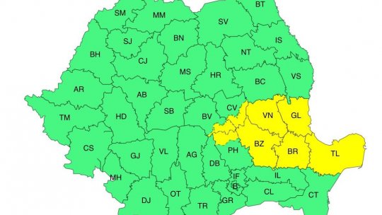 Atenţionare Cod galben de instabilitate atmosferică temporar accentuată