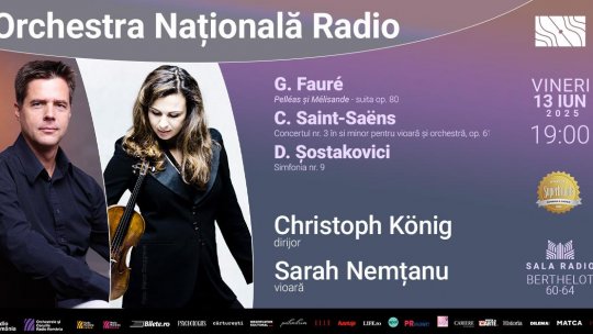 Violonista Sarah Nemţanu, pe scena Sălii Radio din București