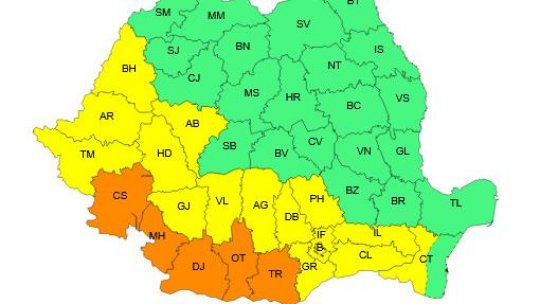 Cod portocaliu de caniculă în cinci județe