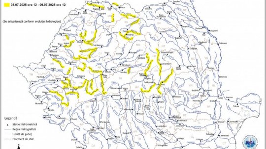 Cod galben de inundaţii pe cursuri de apă din vestul și centrul țării