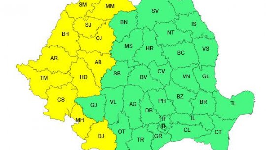 Cod galben de caniculă pentru aproape întreaga jumătate de vest a ţării