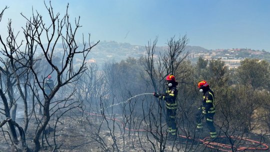 Pompierii români intervin pentru limitarea efectelor unui incendiu de vegetaţie produs în Atena