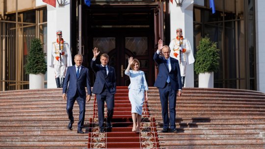 VIDEO: Emmanuel Macron, Friedrich Merz, Donald Tusk și Maia Sandu, declarații de presă la Chișinău