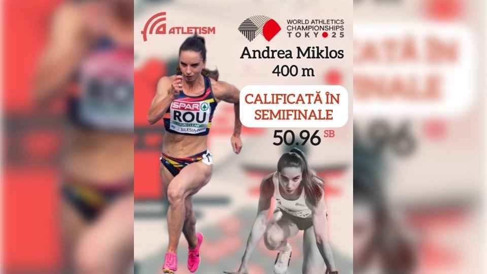 CM  Atletism 2025: Andrea Miklos s-a calificat în semifinalele probei de 400 metri