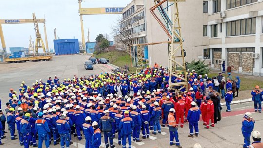 Protest la șantierul naval din Mangalia