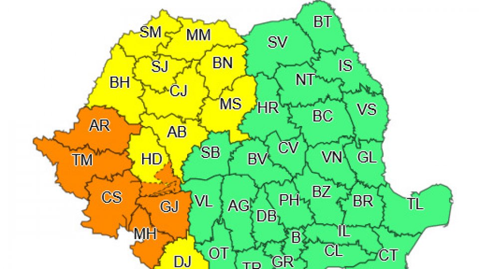 Jumătatea de vest a țării se va confrunta cu instabilitate, ploi, descărcări electrice și alte fenomene specifice