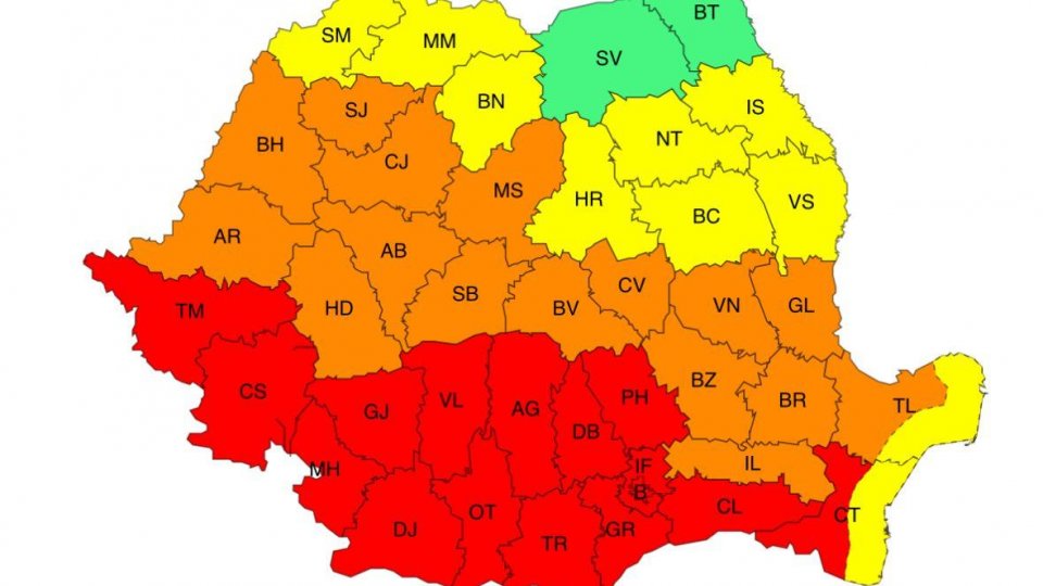 Cod roșu de caniculă în sudul și vestul țării