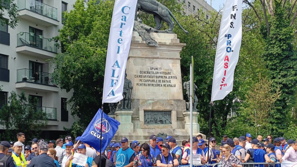 Sindicaliștii de la Cartel ALFA, protest la Palatul Cotroceni