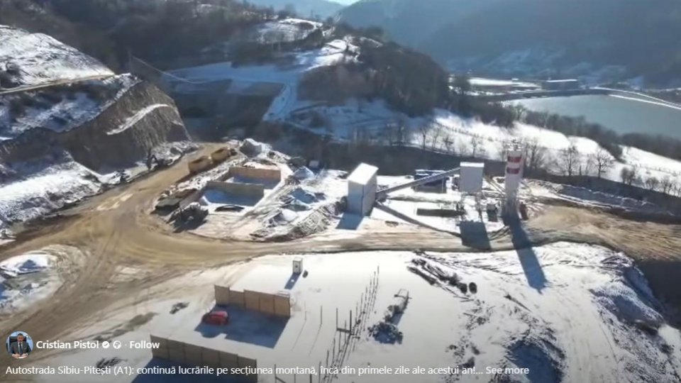 Lucrările pe secțiunea montană a autostrăzii Sibiu-Pitești „avansează foarte bine” chiar și pe ninsoare