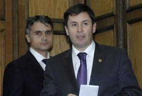 The Minister of Administration and Interior (right of the image), and   the new Secretary of State Ioan Dascalu (left of the image).