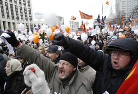 Protestatari &icirc;n centrul Moscovei.