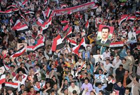 Susţinătorii preşedintelui Bashar Al-Assad.