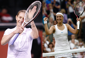 Jucătoarele germane de tenis Steffi Graf şi Sabine Lisicki.