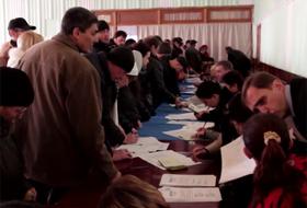 Secţie de vot din estul Ucrainei.