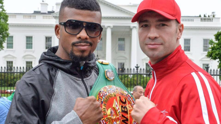 Foto: Badou Jack (st&acirc;nga) și Lucian Bute. Foto: Facebook.com/LucianBute.