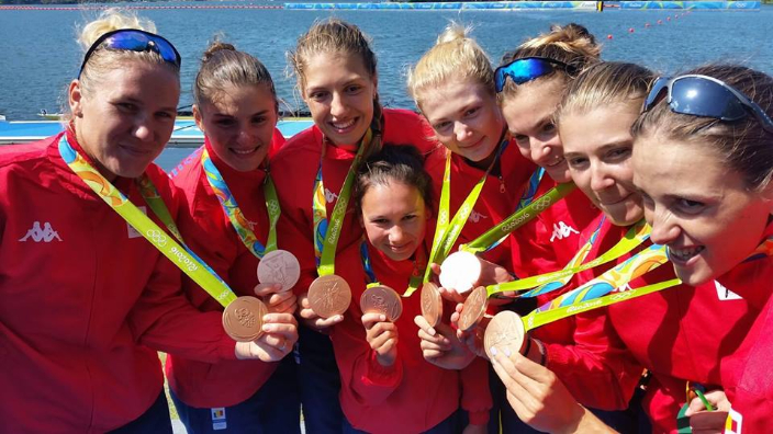 Canotaj, echipajul feminin de 8+1 al Rom&acirc;niei.