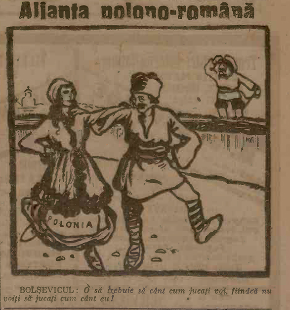  Semnarea tratatului rom&acirc;no-polon 3 martie 1921 văzut de caricaturistul cotidianului &quot;Adevărul&quot;. Credit: http://www.digibuc.ro/