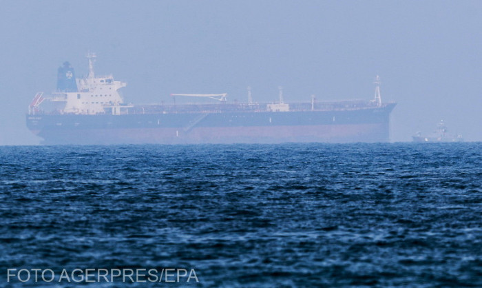  Japanese-owned tanker Mercer Street, arrives to Fujairah coast, United Arab Emirates, 03 August 2021. The vessel which is operated by Israeli company Eyal Ofer was attacked off the coast of Oman four days earlier. A British citizen and the ship's Romanian captain were killed in the incident. EPA/ALI HAIDER