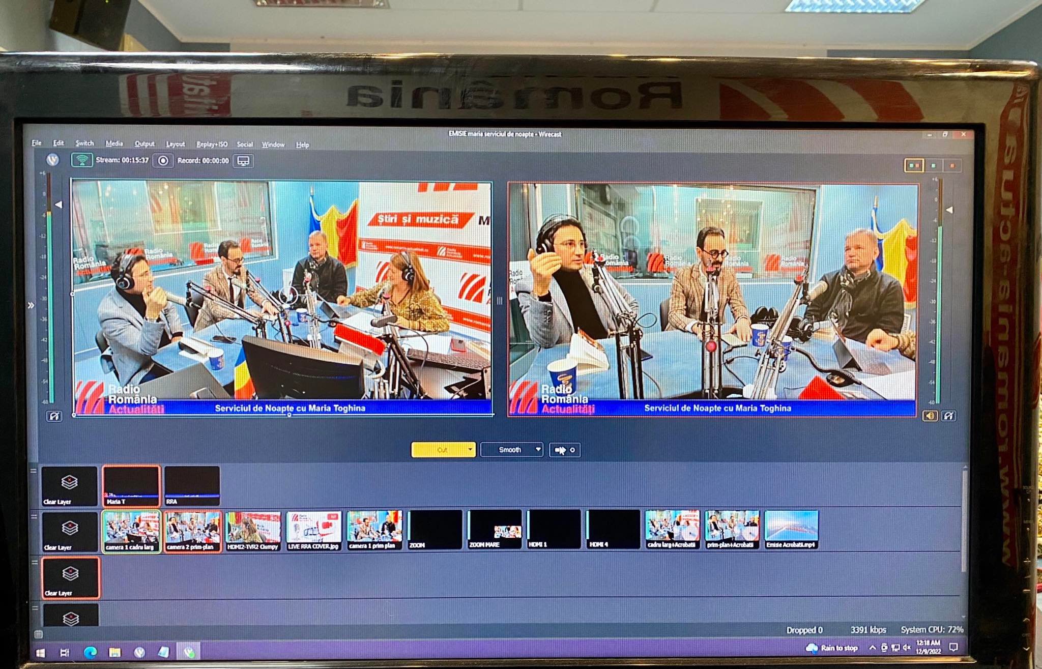 Emisiunea Serviciul de noapte cu Maria Țoghină, live din Studioul Paul Grigoriu. Foto:  Marius Țoghină