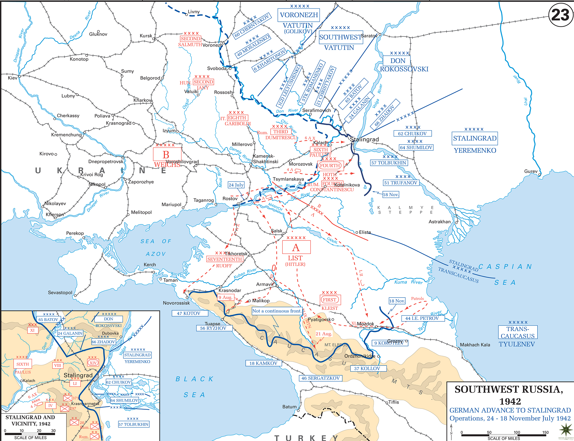 Harta operaţiunilor militare de la Stalingrad