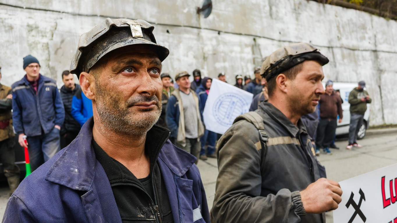 Protest al minerilor din Valea Jiului.