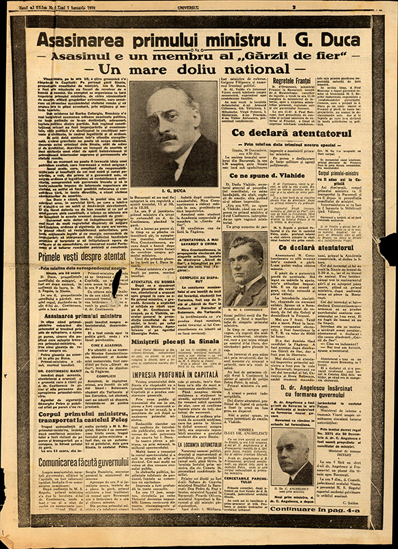 prima pagină a cotidianului "Universul" din 1 ianuarie 1934