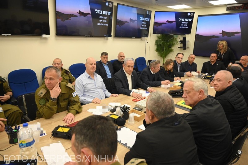 Reuniune a cabinetului de război israelian, Tel Aviv, 14 aprilie 2024.
