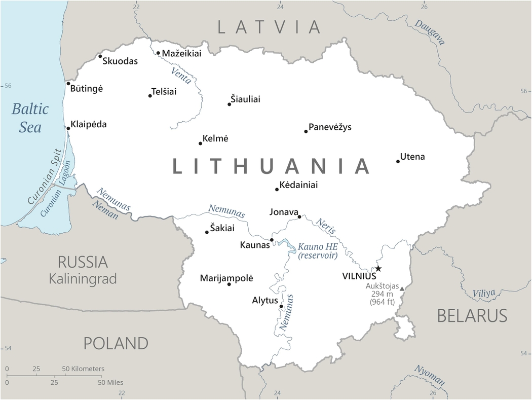 Hartă Lituania.