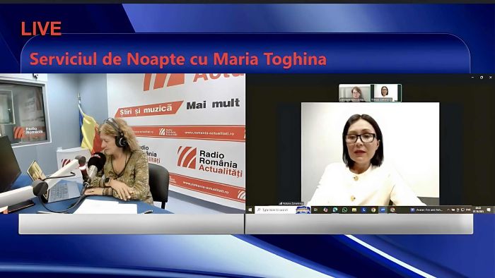 Natalia Zaharescu (dreapta), la emisiunea Serviciul de noapte cu Maria Țoghină.