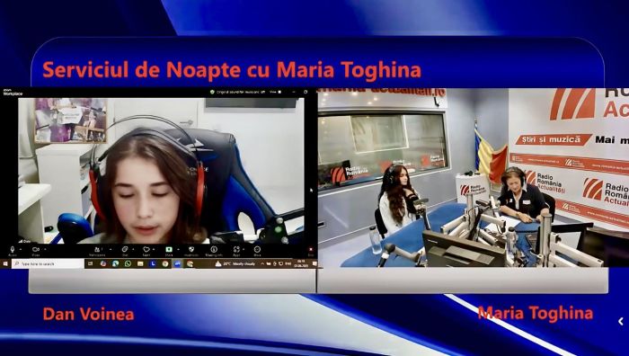 Dani Voinea și Sonia Negulescu, în studioul Serviciul de noapte cu Maria Țoghină.