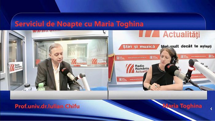 Prof.univ. Iulian Chifu, în studioul Serviciului de noapte cu Maria Țoghină.